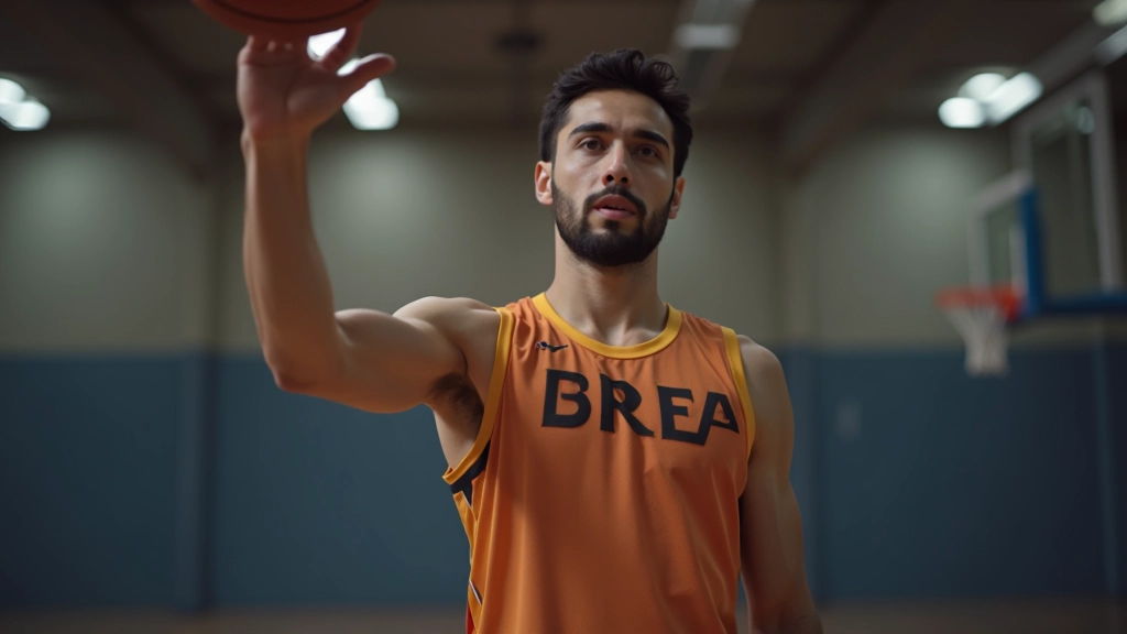 لاعب كرة سلة يحافظ على وضعية المتابعة الصحيحة مع يده معلقة في الهواء بعد الإطلاق